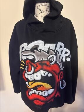 TAKER Black Hoodie Roar High Life Sz Large